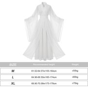 Yvsxxv White Lace Up Long Sleeve Traditional Chinese Hanfu Dress for Women Size XL