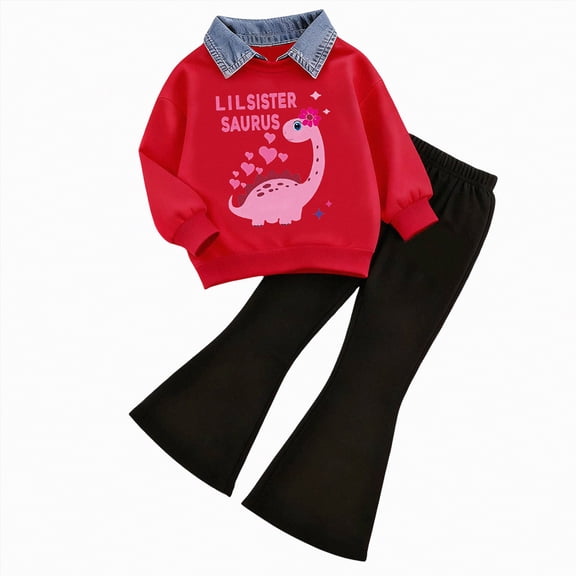 TAmten Toddler Girl Sets 3t Toddler Baby Girl Clothes Fall Spring Baby Girl Outfit Floral Sweatshirt/Hoodie Bell Bottom Flared Pants 2 Pcs Set(Light Blue,5-6 Years)