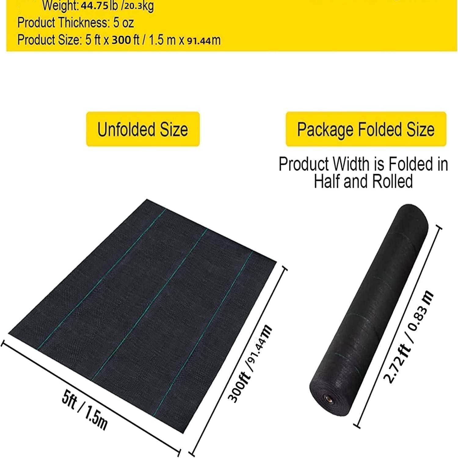 Weed Barrier Landscape Fabric Heavy Duty Cover Weed Cloth Anti-Weed Gardening Mat, Premium Weeds Control for Flower Bed, Pavers and Other Outdoor Projects
