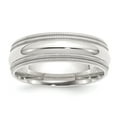 thumbnail image 4 of 925 Sterling Silver 7mm Comfort Fit Double Milgrain Band Ring Size 9, 4 of 6