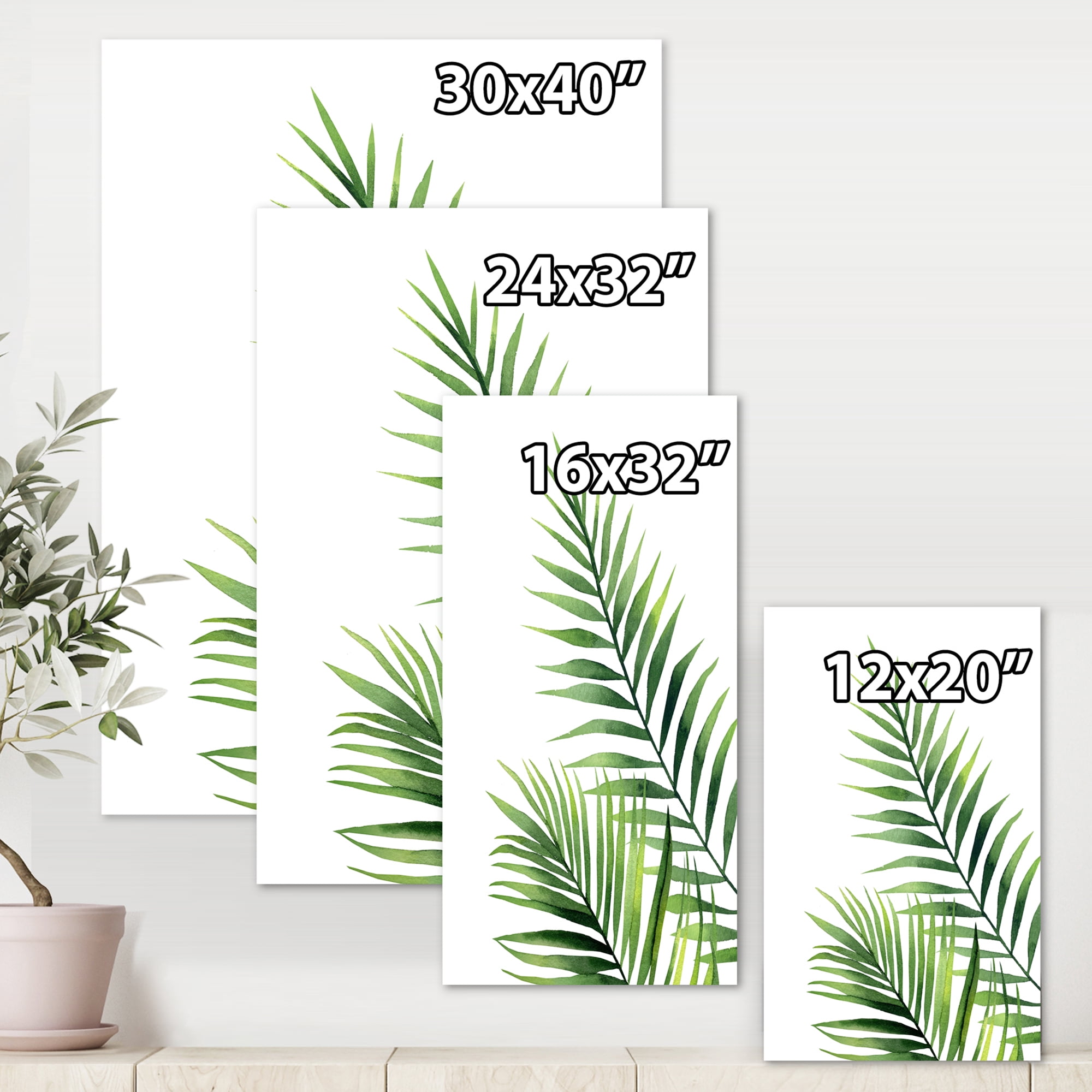 Designart ' Fern Plant Leaves Detail III ' Farmhouse Canvas Wall Art Print
