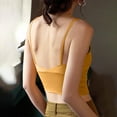 thumbnail image 4 of Fanxing Cotton Camisole Tank Tops with Built in Bra for Women 2025 Workout Undershirts Summer Sports Padded Cami Yoga Tops Yellow,S, 4 of 6