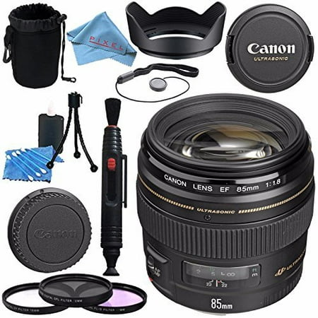 Canon EF 85mm f/1.8 USM Lens 2519A003 + 58mm 3pc Filter Kit + Lens Cleaning Kit + Lens Pouch + Lens Pen Cleaner + 58mm Tulip Lens Hood + Fibercloth (Best 85mm For Canon)