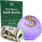 1 Bath Bomb with Prize Inside "Calming" with Money Inside Up to $100 in Each One Large Mystery Surprise Gift- "Lavender" Fragrance for Women All-Natural Ingredients