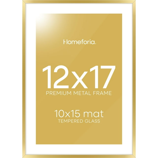 Marco de fotos Homeforia Gold Metal 12 x 17 con tapete para fotos de 10 x 15