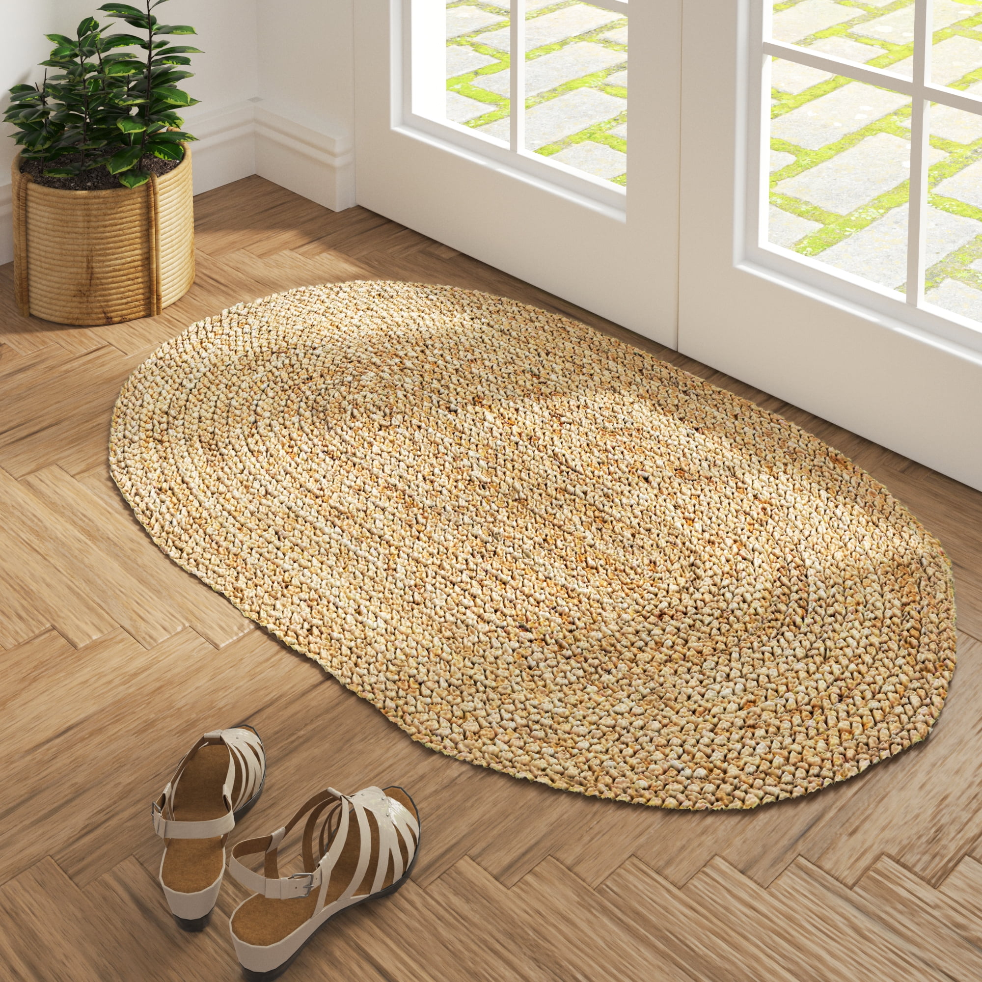 Ox Bay Cora 2' x 3' Natural Braided Jute Oval Indoor Area Rug