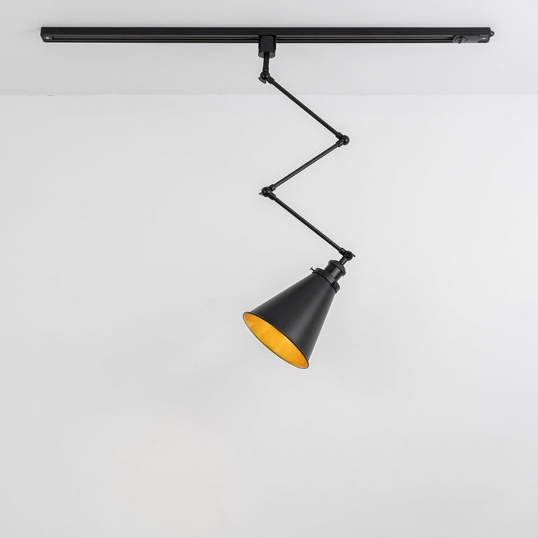 FSLIVING Adjustable Arm H-Type Track Light, Black Metal