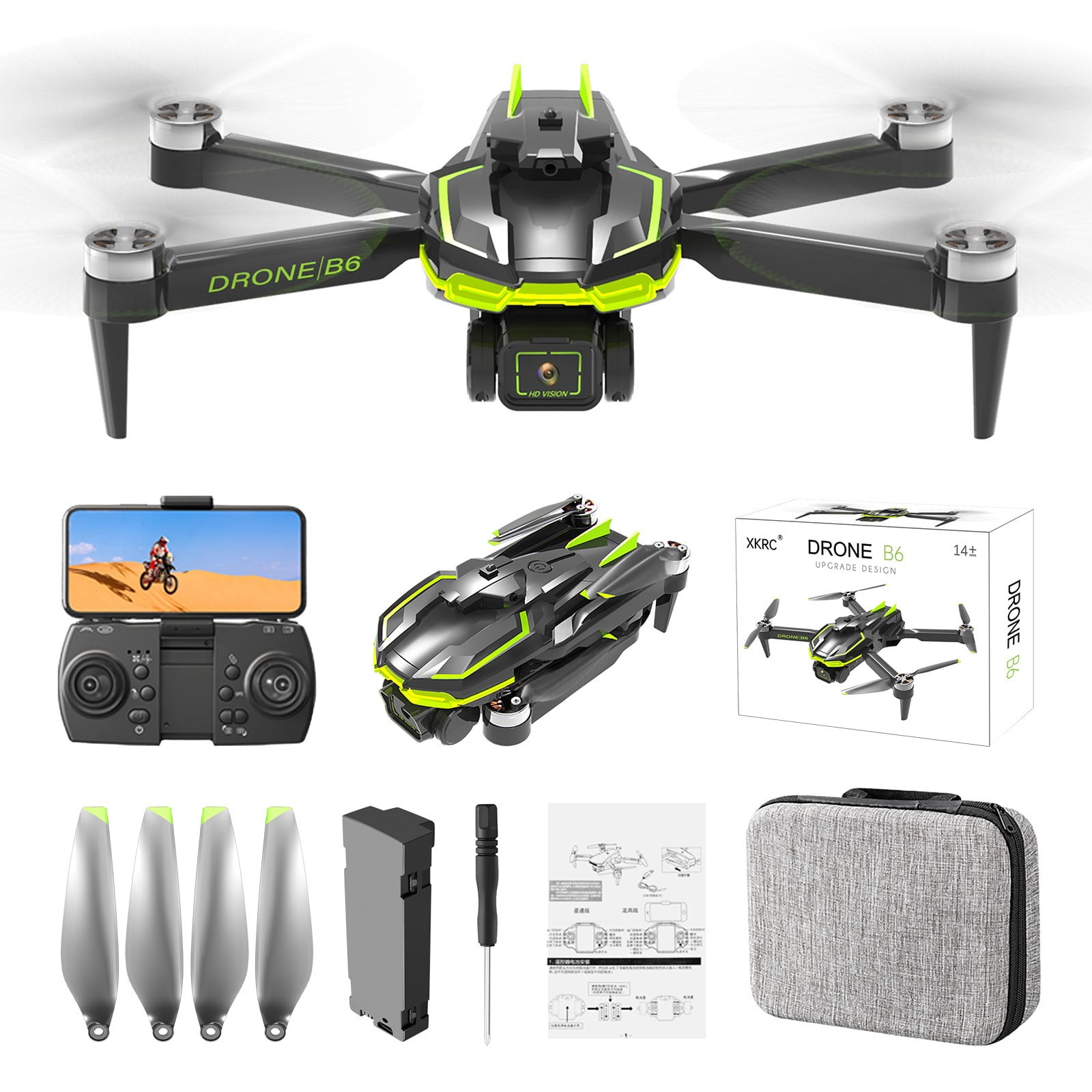 ESULOMP Brushless Motor Drones with 2 Cameras Wind Resistance Headless Mode Gesture Control FPV Drone with Cool LED Light for Adults RC Drone for Beginners Quadcopter