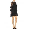 thumbnail image 3 of Black Womens Lace Mini Dress Long Sleeve High Neck See-Through Cocktail Party Dress, 3 of 6