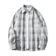 thumbnail image 1 of TIMIFIS Chemise Décontractée à Carreaux pour Homme, Boutonnée, Coton, Manches Longues, Col Rabattu, Blouse Chemise avec Poche, 1 of 5