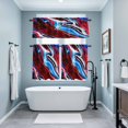 thumbnail image 4 of Red Blue Gradient Marble Kitchen Curtains Valances and Tiers Set of 3 Abstract Ombre Wave Stone Texture Tier Curtains and Valance with Rod Pocket for Small Windows, 27.5"x36", 4 of 9