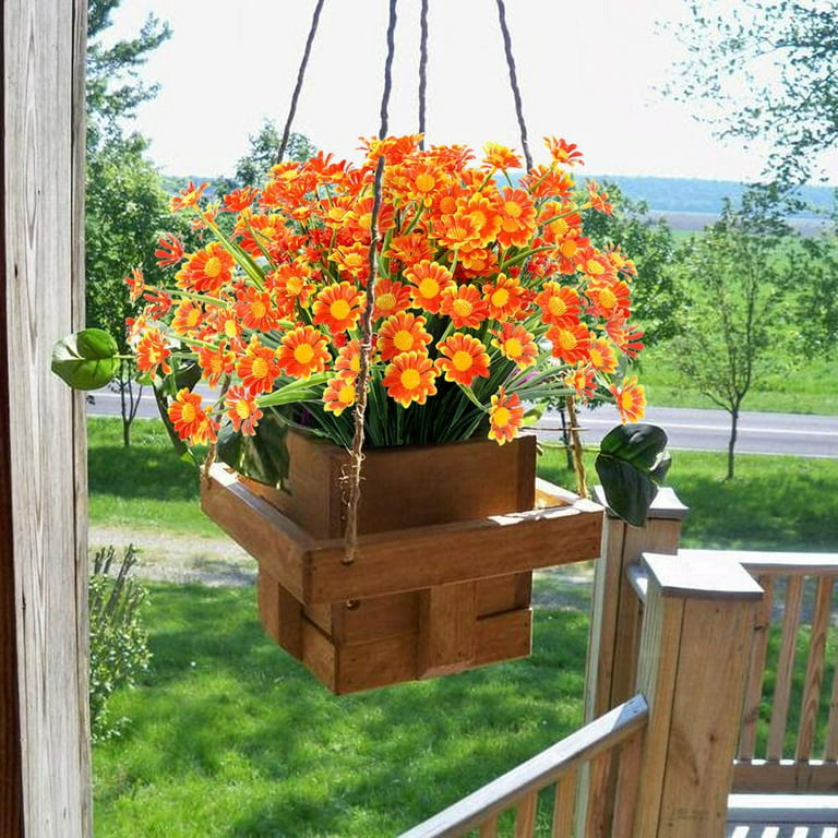 GREENRAIN 6 Bundles Artificial Daisy Flowers Outdoor Fake Flowers for  Decoration No Fade Faux Plastic Flower Garden Porch Window Box Décor (White)