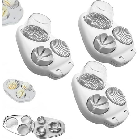 

Crafty Crocodile Egg Slicer for Hard Boiled Eggs 3 in 1 Press Type Cutter with Stainless Steel Wires Heavy Duty Kitchen Chopper Tool for Strawberry Mushroom Grape Cherry Tomato (3 pcs)