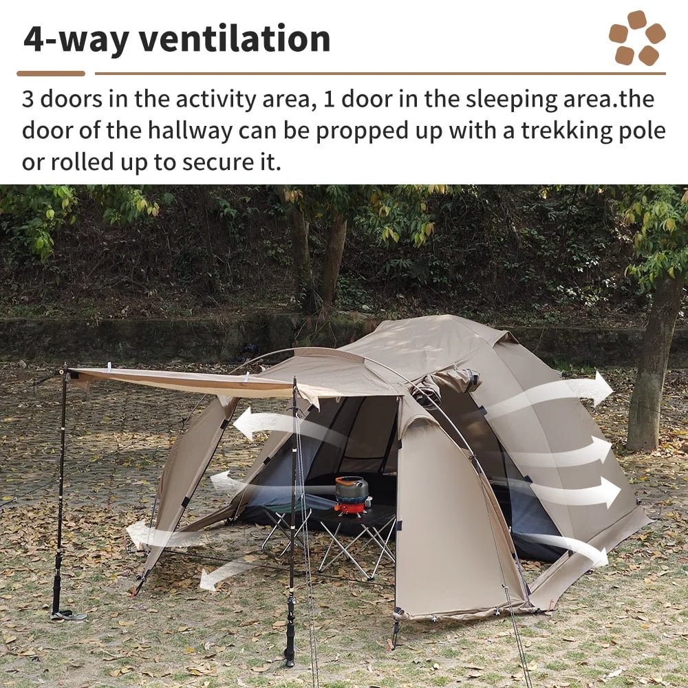 Fireproof Hot Tent 2 Person Waterproof Extend Dome Tent with