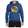 thumbnail image 2 of Two Coconut Palm Trees Beach Sunset | Mens Pop Culture Hooded Sweatshirt Graphic Hoodie, Vintage Heather Blue, Large, 2 of 4