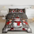 thumbnail image 2 of Manfei Christmas Reinder Snowman Queen Comforter Set,Teens Xmas Gifts Bedding Sets,Red White Gray Bedding Comforter Set For Kids,Super Cozy Room Decor Reversible,3pcs, 2 of 8