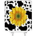 thumbnail image 2 of Sunflower Shower Curtain Black White Cowhide Milk Cow Print Mix Yellow Sunflower Blossoming Creative Funny Rustic Art Home Bathroom Decor Fabric Curtain with plastic hooks, 2 of 3