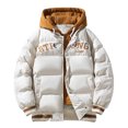 thumbnail image 2 of Danhjin Puffer Jackets for Men Thicken Hooded Windbreak Thermal Fall Winter Warm Outwear Casual Comfy Color Block Quilted Coats, 2 of 9