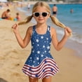 thumbnail image 6 of FOR U DESIGNS Girls One Piece Swimsuit with Skirt Comfortable Hawaiian Swimwear with Skirt Modest Beach Swim Dress 3-13 Years, American Flag, 6 of 7