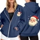 thumbnail image 1 of WILLBEST Sudadera de Mujer con Estampado Navideño, Cremallera, Manga Larga, Bolsillo, Cordón Ajustable y Capucha Informal XXX-Grande, 1 of 8