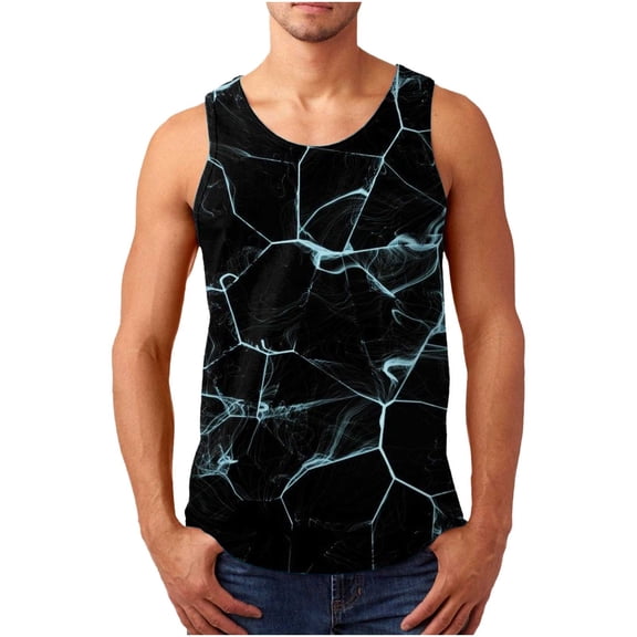 Honeeladyy Fitness Tank Tops for Men Men's 3D Printed Sports And Leisure Vest Sleeveless Pullover Slim Fit Vest