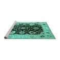 thumbnail image 2 of Ahgly Company Machine Washable Indoor Square Oriental Turquoise Blue Industrial Area Rugs, 7' Square, 2 of 4