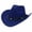 Royal Blue, variant on Unisex Ethnic Western Cowboy Hat with Rivets Wide Brim Fedora, Vintage Summer Felt Cap Classic Jazz Hat for Adult Outdoor Travel Country Music Festivals
