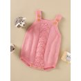 thumbnail image 3 of Franhais Newborn Baby Romper, Adjustable Shoulder Straps Knitting Hollow Out Solid Color Crotch Button Bodysuit, 3 of 9