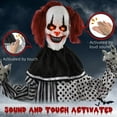 thumbnail image 6 of 6' Clown Animatronic, Red Haired Life Size Outdoor Halloween Decoration with Motion Activated Sound & Light Up Eyes, 6 of 6
