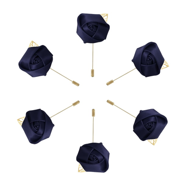 6 Pcs Ramilletes de Rosa para Novio Unique Bargains Ceremonia de Boda Aniversario Cena Formal Azul Marino