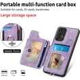 thumbnail image 2 of Phone Case for Samsung Galaxy A53 5G Wallet Cover with Tempered Glass Screen Protector and Wrist Strap Lanyard RFID Credit Card Holder Ring Stand A 53 G5 53A SM A536U 6.5 2022 Women Men Purple, 2 of 14