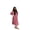 Hot Pink, variant on Women's Floral Tie Neck Lantern Sleeve Midi Dress 100% Rayon Fabric for Effortless Everyday Chic and Stylish Weekend