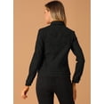 thumbnail image 5 of Unique Bargains Women's Faux Suede Long Sleeve Flap Pockets Moto Jacket 2XL Black, 5 of 6