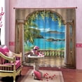 thumbnail image 3 of Cortina con vistas al mar Patrón Cortinas Decoración Drape Función impresa Máquina lavable para sala de estar Dormitorio Baño M 2 Piezas Guardurnaity HA010895-02, 3 of 7