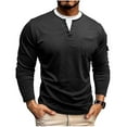 thumbnail image 2 of GuangCheng Mens Slim Fit Henley Shirts,Long Sleeve,Casual Basic Tees,with Chest Pocket,Soft Comfortable Daily Wear Tops,Black,Size XL, 2 of 8