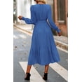 thumbnail image 2 of Vestido PRETTYGARDEN Maxi Cruzado Azul Oscuro de Manga Larga Talla L, 2 of 7