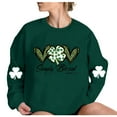 thumbnail image 4 of Herrnalise Women's St. Patrick's Day Clover Printed Tops Irish Shamrock Sweatshirt Long Sleeve Slouchy Pullover Tops Gear up for greatness for less, 4 of 4