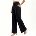 thumbnail image 3 of Mifsaly Womens Work Pants Business Casual Straight Leg Slacks Front Seam Stretch Elegant Comfortable Office Casual Trousers with Pockets Black,M, 3 of 7