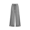 thumbnail image 4 of Tisuna Linen-Cotton Pants For Women High Waisted Wide Leg Trousers With Boho Style Comfortable Fashion Ladies Beach Vacation Loose Pants Grey Size M, 4 of 4