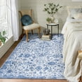 thumbnail image 2 of HOMERRY Washable Area Rug 5' x 7' Vintage Floral Area Rug for Living Room Bedroom Non-Slip Accent Rug, Blue, 2 of 7