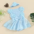 thumbnail image 4 of Dagaeig Baby Dresses Tulle Birthday Party Princess Dress Long Sleeve Lace Flower Tutu Romper Dress Fall ClothesBlue,3-6 Months, 4 of 7