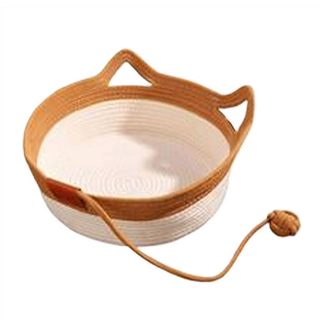kurtrusly Hand Woven Natural Cotton Rope Cat Bed For All Seasons Space Saving Washable And Foldable Frame M 7-18 pounds