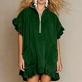 thumbnail image 5 of Women's Casual Short Sleeve Dress with Turndown Collar and Zipper Pocket, 5 of 6