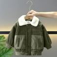 thumbnail image 2 of Ecqkame Boys Fleece Lined Jackets Winter Thick Turndown Collar Corduroy Coats Solid Color Warm Sherpa Outwear Jacket Army Green 2 Years, 2 of 6
