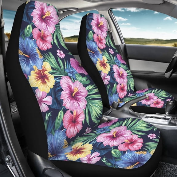 Jeiento Tropical Flower Car Seat Covers Front Seats Only 2 PCS Front Seat Cover Set Interior Covers Fashion Auto Interior Accessory for Car Sedan Truck SUV