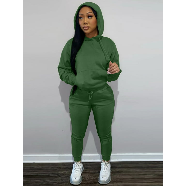  Women 2 Pieces Outfit Sweatsuits Sets Long Sleeve Top