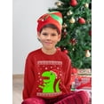 thumbnail image 3 of Big Green Trex Santa Ugly Christmas Sweater - Funny Youth Kids Sweatshirt Medium Red, 3 of 5