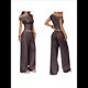 thumbnail image 3 of Conjuntos de Dos Piezas para Mujer, Top Corto Informal de un Solo Hombro, Pantalones Anchos y Conjuntos Y2K A Juego. Marrón M, 3 of 7