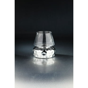 CC Home Furnishings 8" Clear and Silver Hand Blown Glass Candle Holder