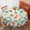 Dinosaur And Flower, variant on Dinosaur and Floral White Pattern Round Tablecloth 70"x70", Wrinkle Resistant Wipeable Table Cover for Kitchen Dining Room Picnic Patio and Party